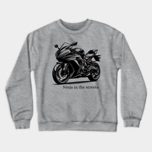 Ninja In The Streets Motorbike Black Work Minimalist Ink Crewneck Sweatshirt